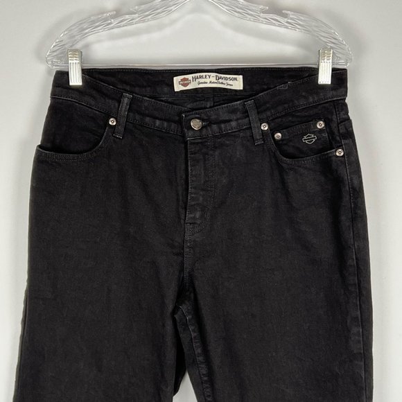 Harley Davidson Womens Petite Black Straight Leg High Rise Jeans size 12P - Picture 2 of 11